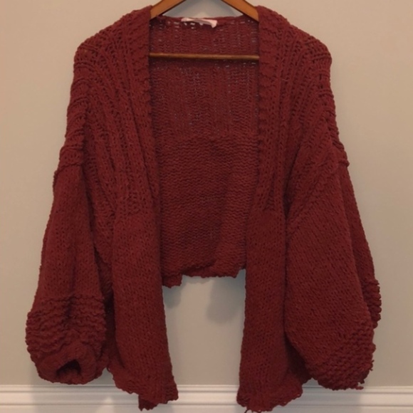 American Threads Sweaters - American Threads Balloon-Sleeved Knit Cardigan